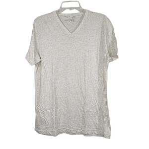 Bella Canvas Heather Cream Gray V-neck Basic T-Shirt Women Size L Short Sleeve